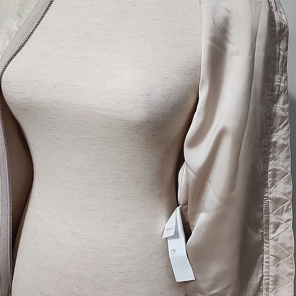 Zara Sequin Zip-Up Jacket in Cream